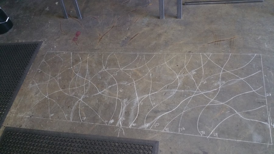 scale drawing of a single section on the floor of the smithy