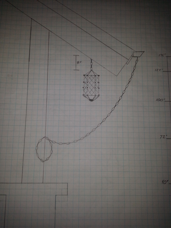 Scale drawing of the light its position relative to the structure